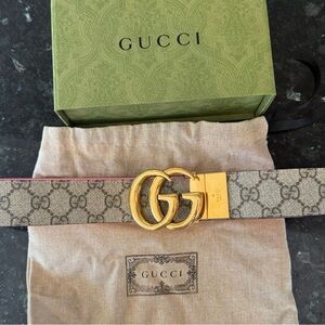 Gucci Beige Pink and Gold GG Women's Belt- 80